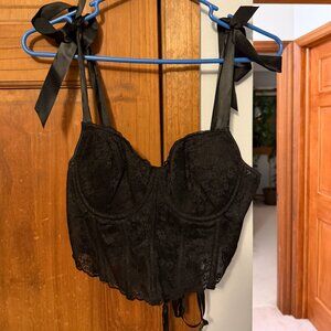 Black Lace Up Corset Top, size M
